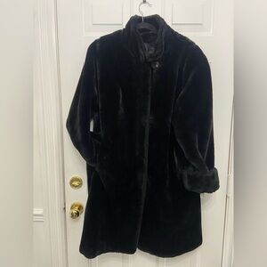 Elegant Black Faux Fur Coat